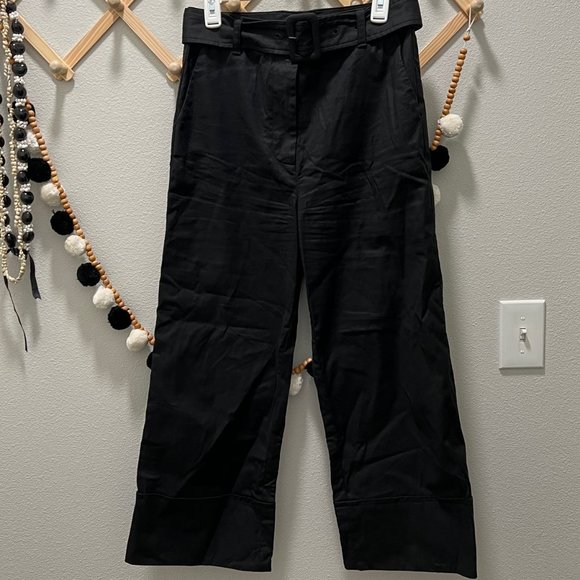 Frame Denim Pants - FRAME Noir Belted Crop Wideleg Pant